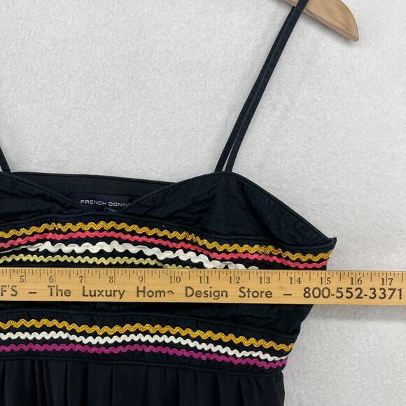 FRENCH CONNECTION Top Womens 2 Camisole Embroidered Ric Rac Trim Boho Black - Picture 14 of 16